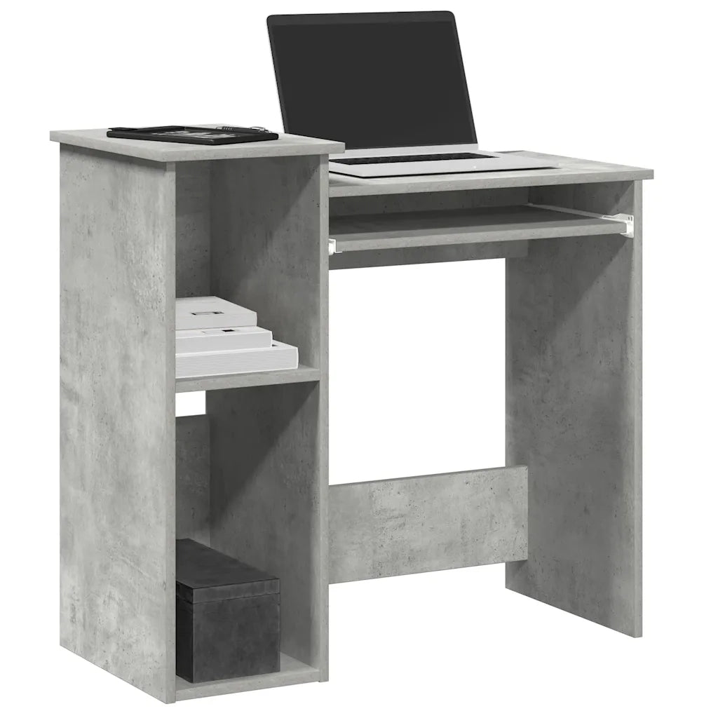 Scrivania | Tavolo da Ufficio Mensole Grigio Cemento 84x40x78 cm Legno Multistrato