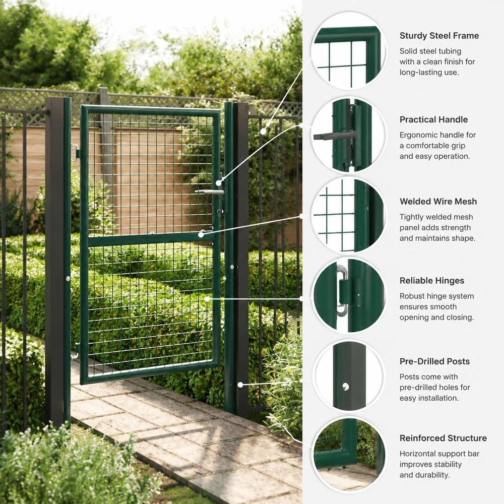 Steel Fence Gate 100x125 Cm Green