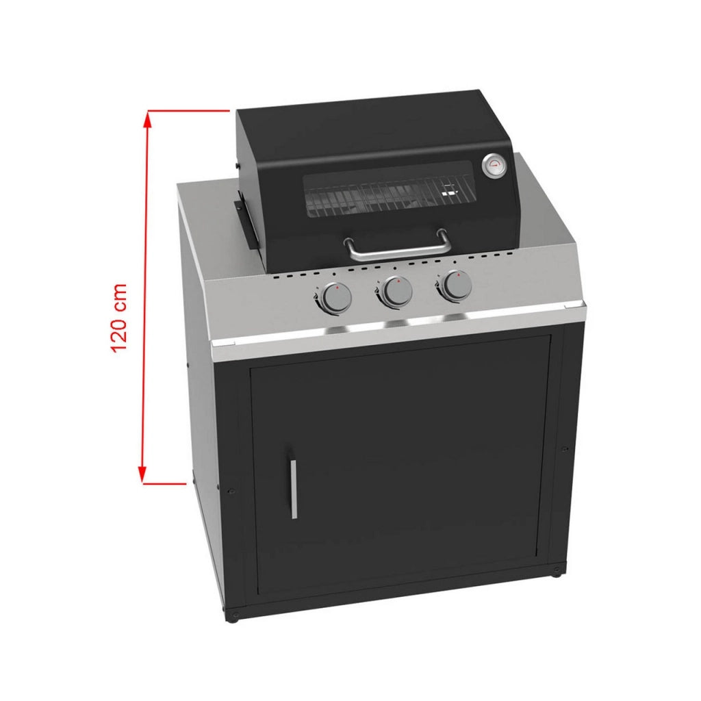 Modulo barbecue a gas per cucine componibili gas gpl con 3 bruciatori 89 x 60,7 x h 95cm