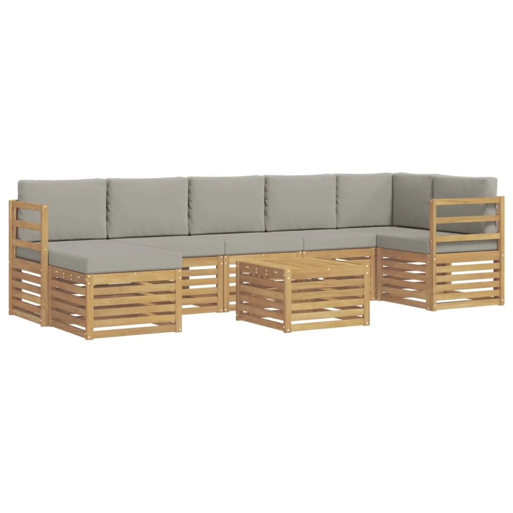 Set di divani da esterno 8 pcs Bianco e Grigio Chiaro