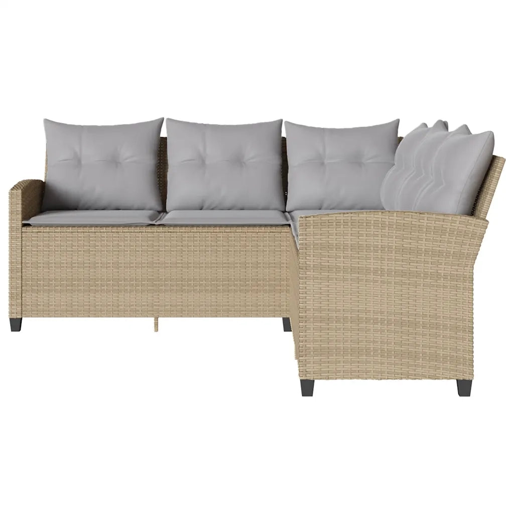 Divano a Forma di L con Cuscini-Sofa con Cuscini in Polyrattan Beige 623658