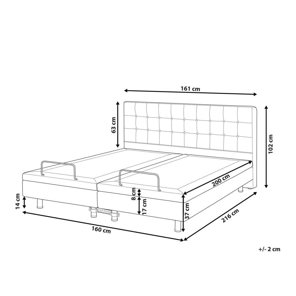 Letto matrimoniale Tessuto bouclè bianco sporco Elettrico Regolabile 160 x 200 stile moderno