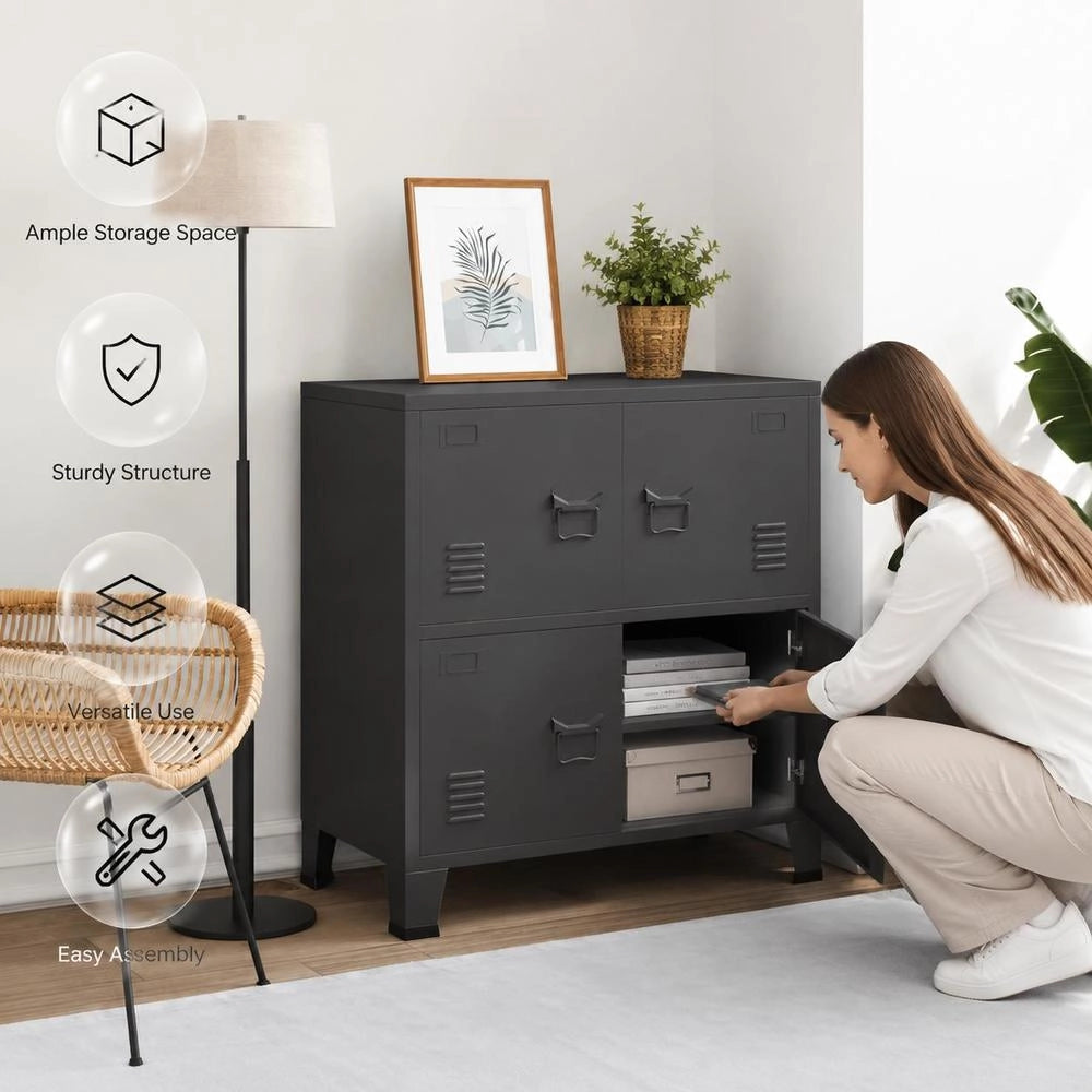 Storage Chest, Industrial Style, Anthracite, 75x40x80 Cm, Steel