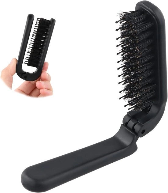 Spazzola per capelli portatile con pelo di cinghiale | Anti-statico | Portatile | Spazzola per capelli da viaggio | Strumenti per lo styling dei capelli | Donna Uomo Bambino