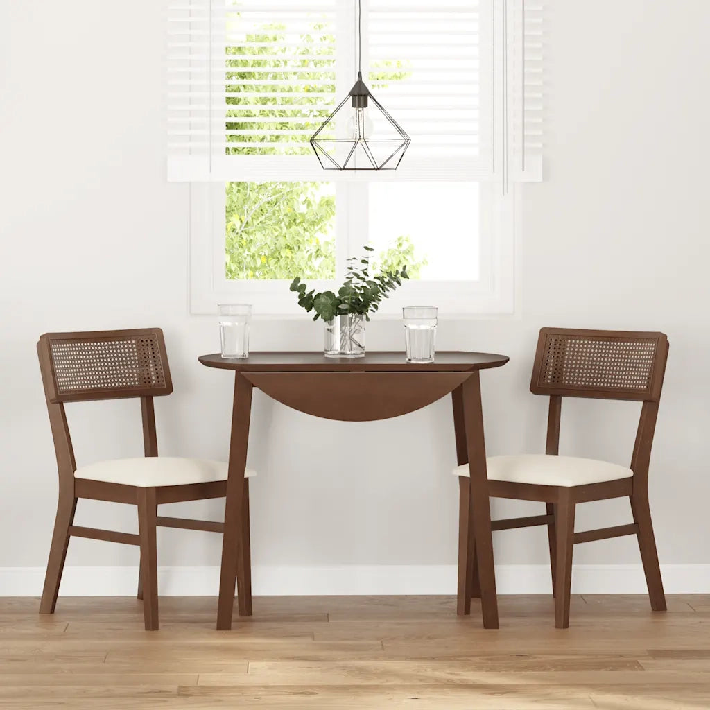 Sedie da Pranzo con Cuscini 2pz Marrone Legno Massello di Hevea