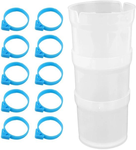 Supporto per sacchetto spray con 10 sigillanti - decorazione per torte - utensili da forno - riutilizzabile - trasparente - silicone