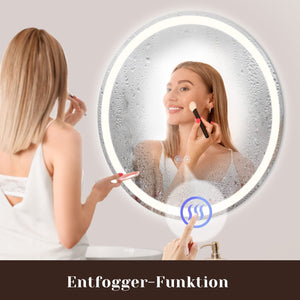 ZMH Specchio da bagno con funzione antiappannamento IP44 Rotondo Bianco Specchio da bagno variabile