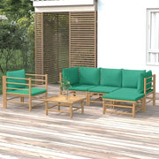 Set Salotto da Giardino 6pz con Cuscini Verdi BambÃ¹