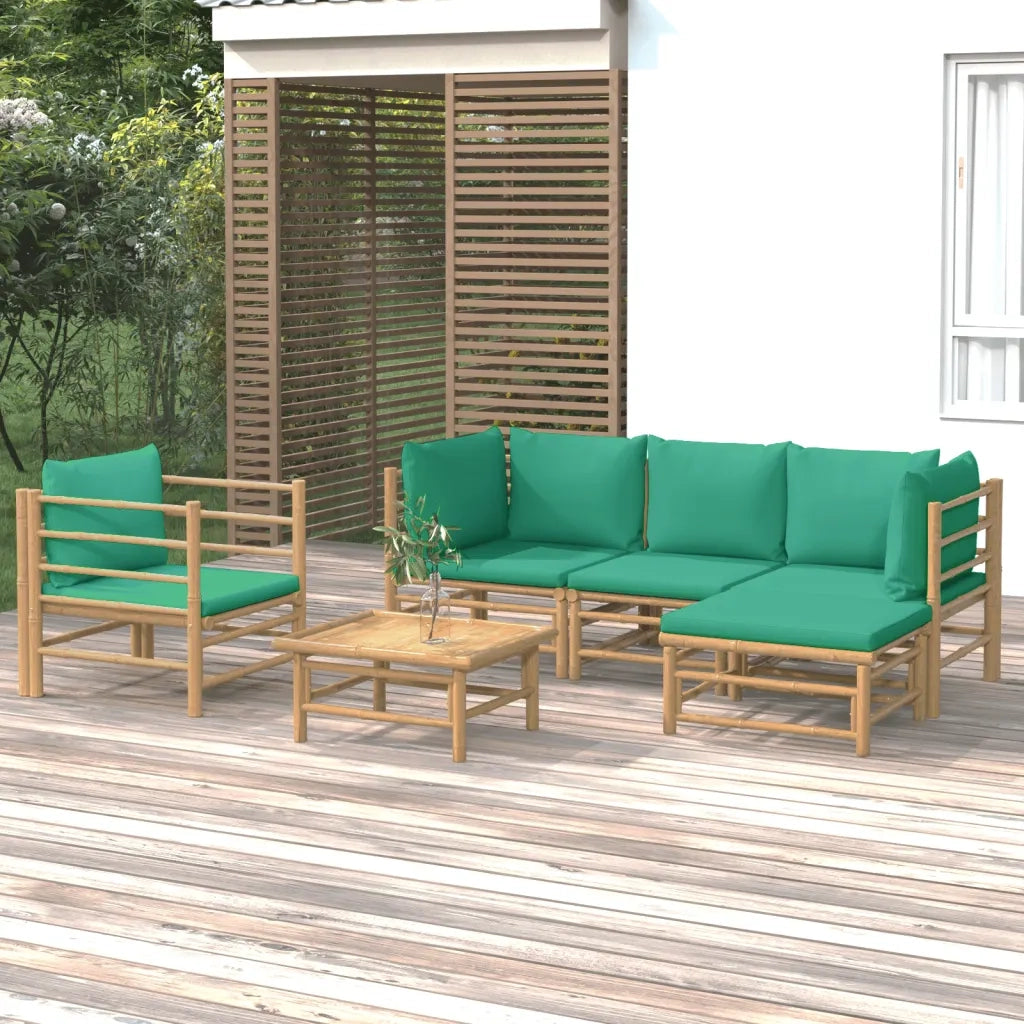 Set Salotto da Giardino 6pz con Cuscini Verdi BambÃ¹