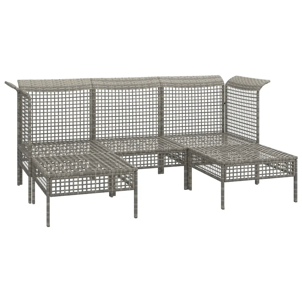 Set Divani da Giardino 5 pz con Cuscini in Polyrattan Grigio 319664