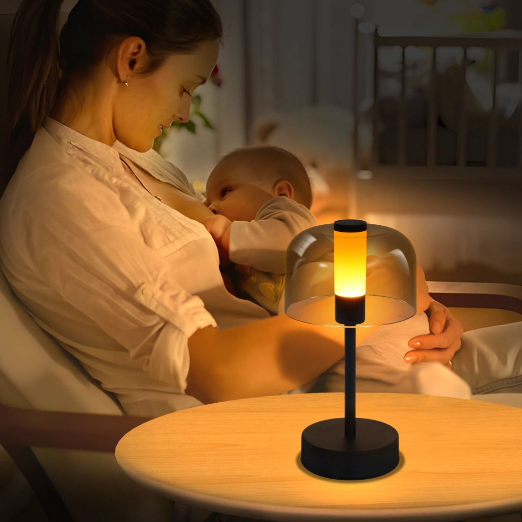 ZMH Lampada da tavolo LED nera touch wireless USB C ricaricabile luminosità regolabile per comodino camera letto