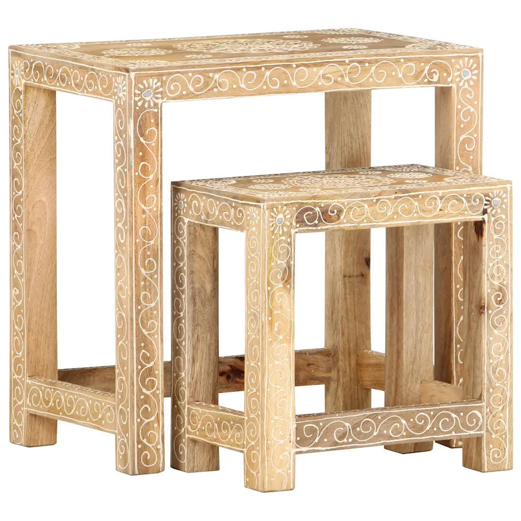 Set Tavolini da Salotto 2 pz in Legno Massello di Mango 285881