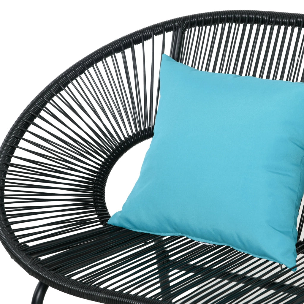 Divano da giardino 2 posti in metallo e corda con 2 cuscini ¨C zephmum ¨C nero 132x72x83 cm