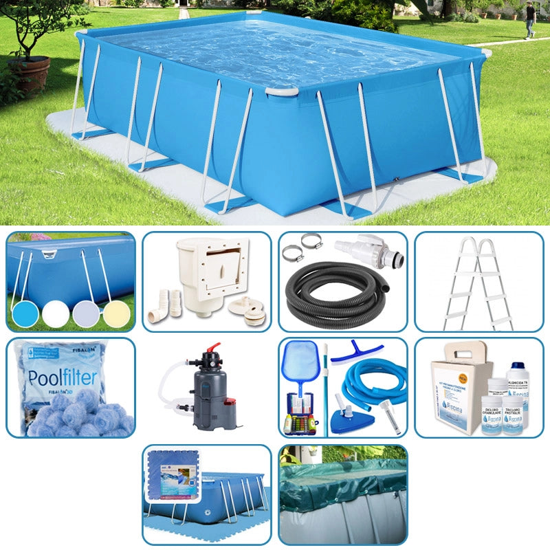 Piscina Fuori Terra Italika® Soft Rettangolare 5,30 X 2,80 H.1,25 M - Kit Plus