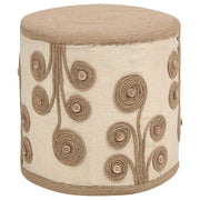 Pouf Bianco e Beige Juta imbottitura in EPS Ottomano Poggiapiedi Soggiorno Stile Boho