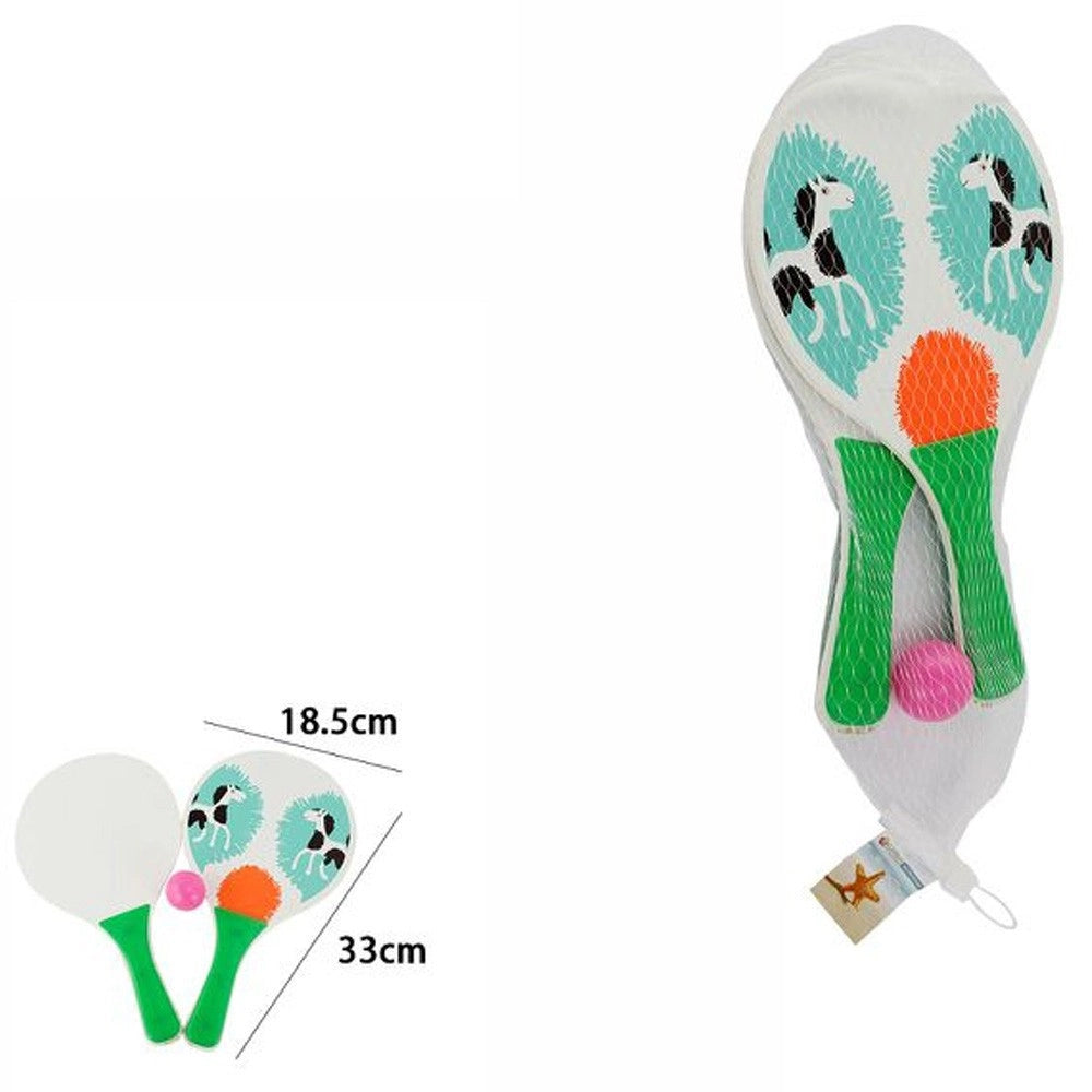 Trade Shop - Racchette Mare Traforate Bambini Legno Beach Tennis Spiaggia Vari Colori Animali -
