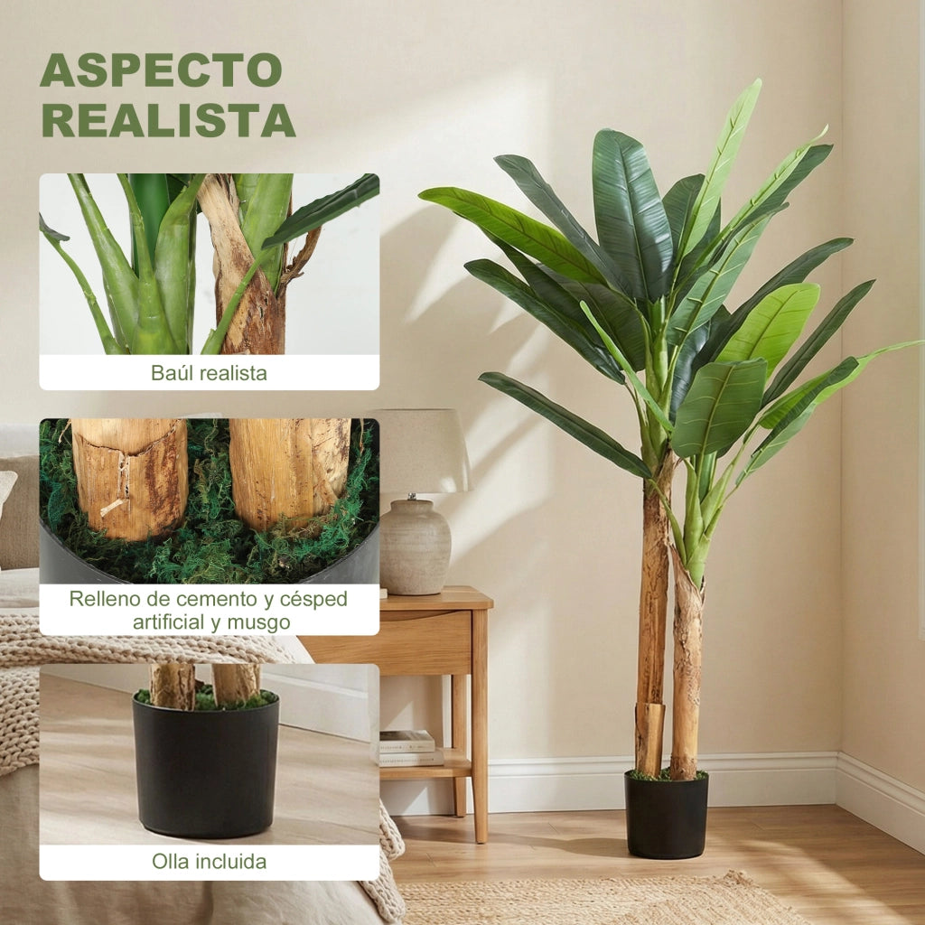 Albero di Banano Artificiale ¨C Zephmum ¨C Verde 150 cm con Vaso e Tronchi