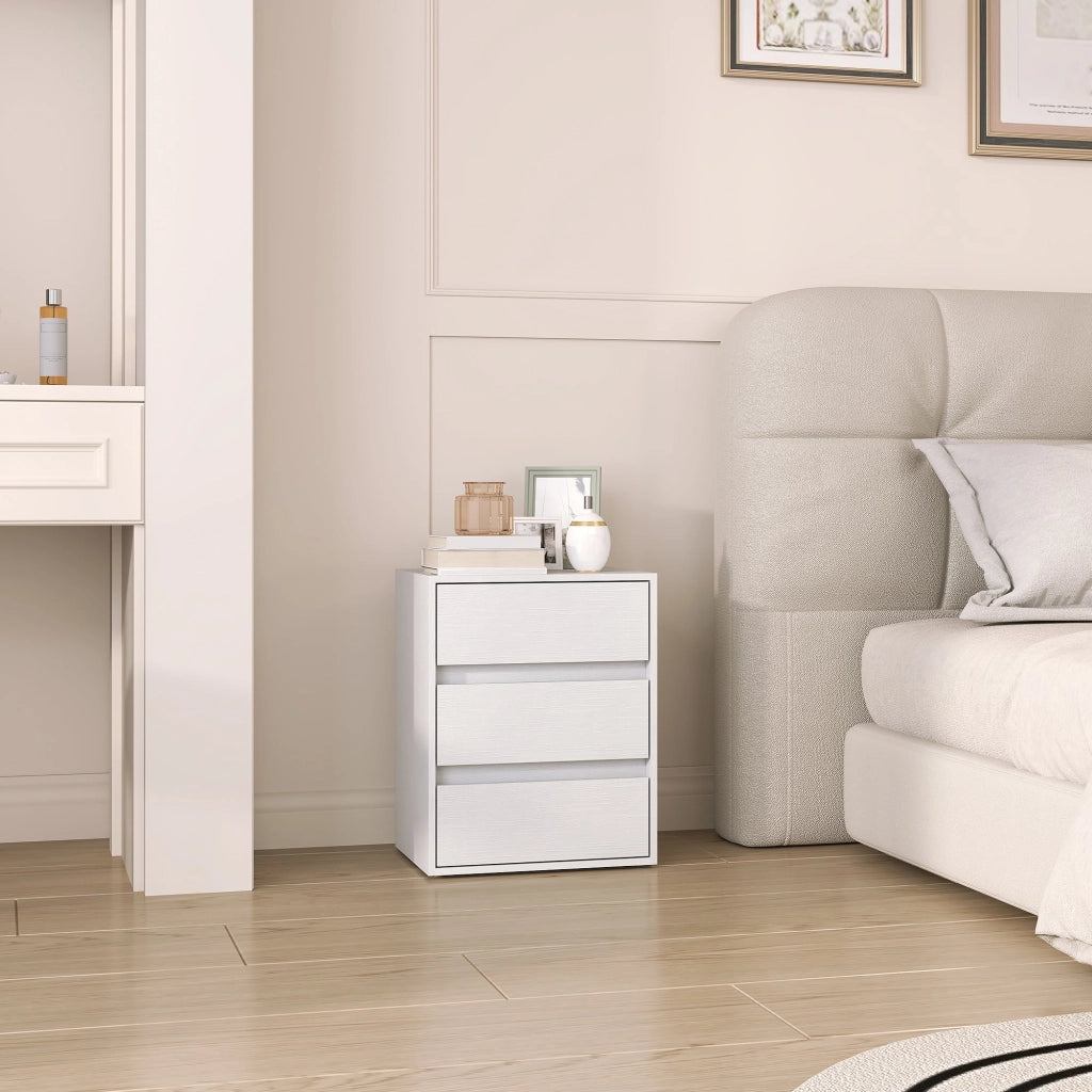 Cassettiera 3 Cassetti Moderna 40x30x50,5 cm in Legno Bianco