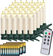 Deuba® Set 30 Candele a LED Albero di Natale Luce Bianca Batteria Wireless con Timer e Telecomando Lucine Natalizie