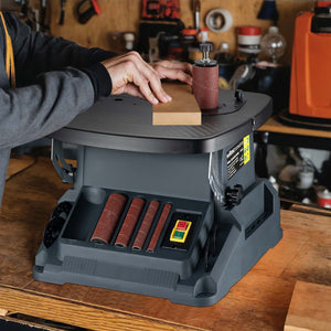 Levigatrice a mandrino oscillante 500 W, 2000/min, funzionamento a rullo e a nastro, con 5 bussole, Smerigliatrice