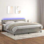 Letto a Molle con Materasso e LED Grigio Chiaro 200x200 cm Velluto 3134603