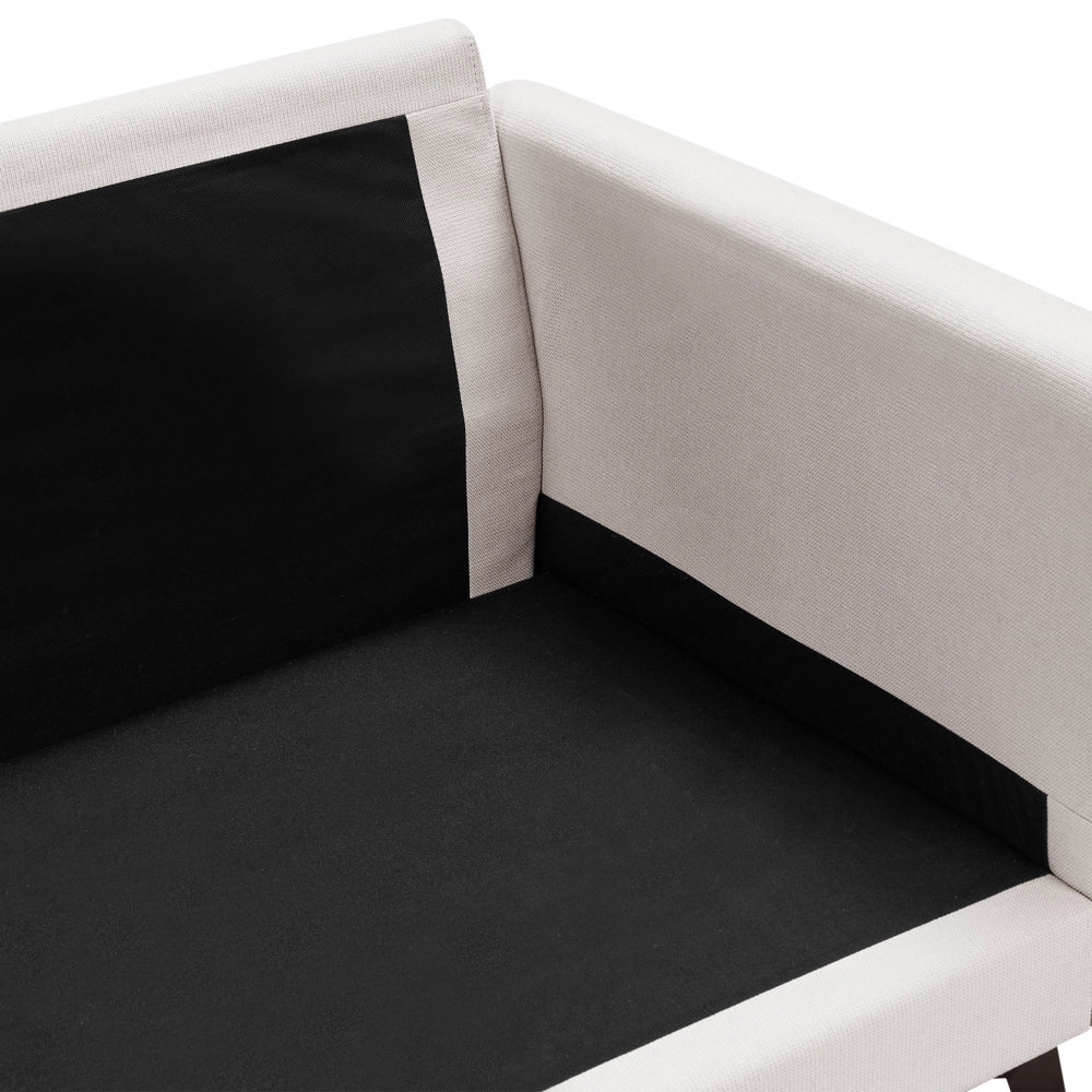Divano a 3 posti in tessuto Beige chiaro Soggiorno Stile moderno Gambe in metallo