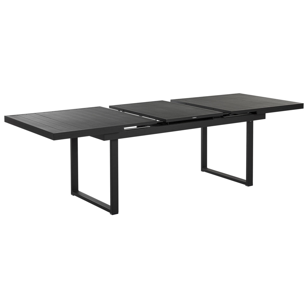 Set mobili da giardino tavolo allungabile nero 180 x 90 cm in alluminio con 6 sedie
