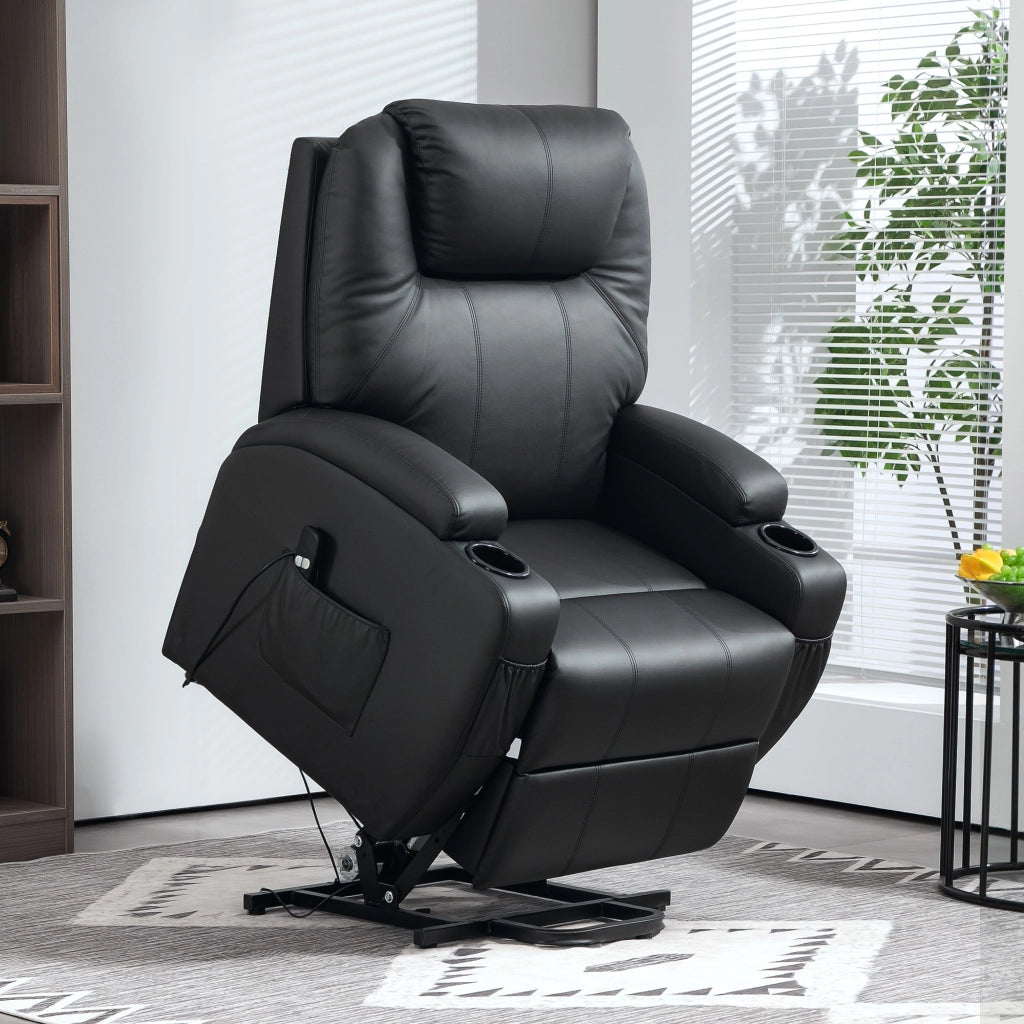 Poltrona Relax Elettrica con Alzapersona e Poggiapiedi ¨C Zephmum ¨C Similpelle Nero