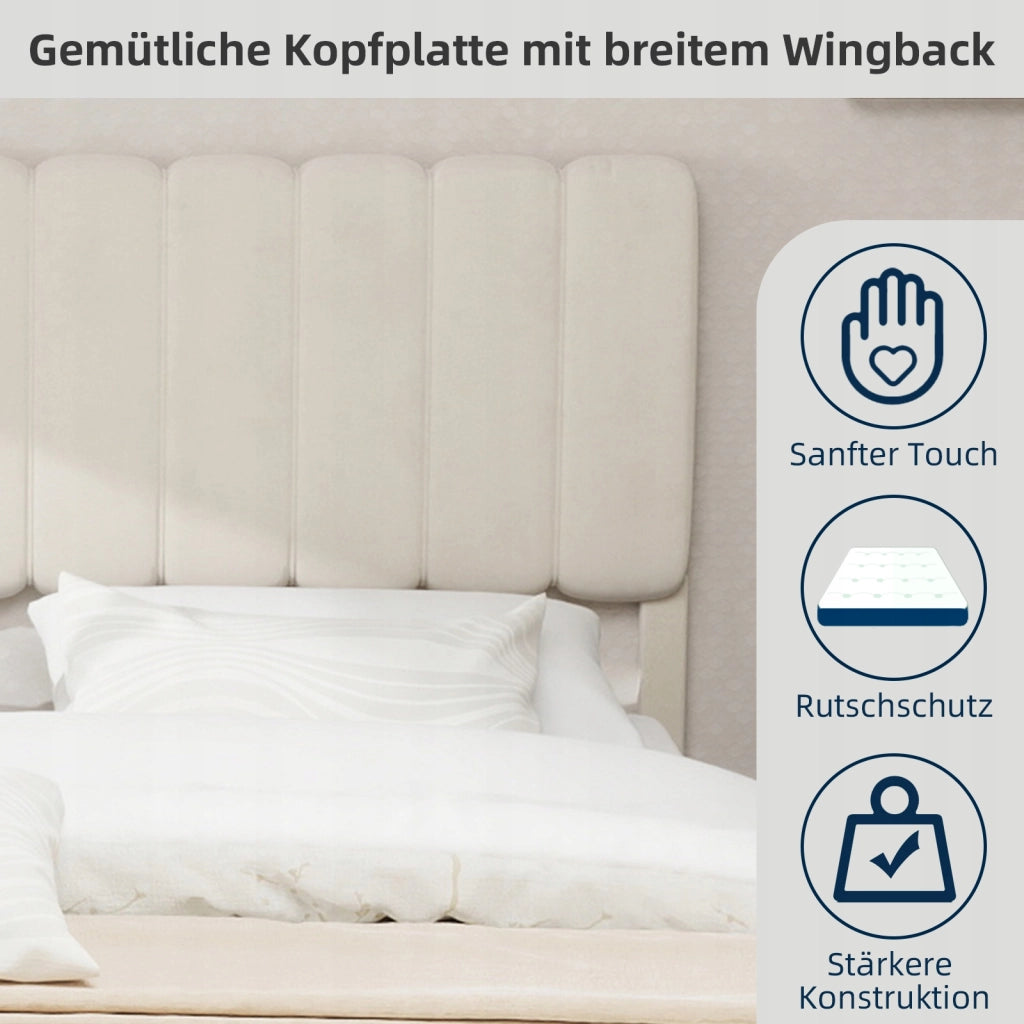 Letto imbottito 160x200 - Xylo - Beige minimalista