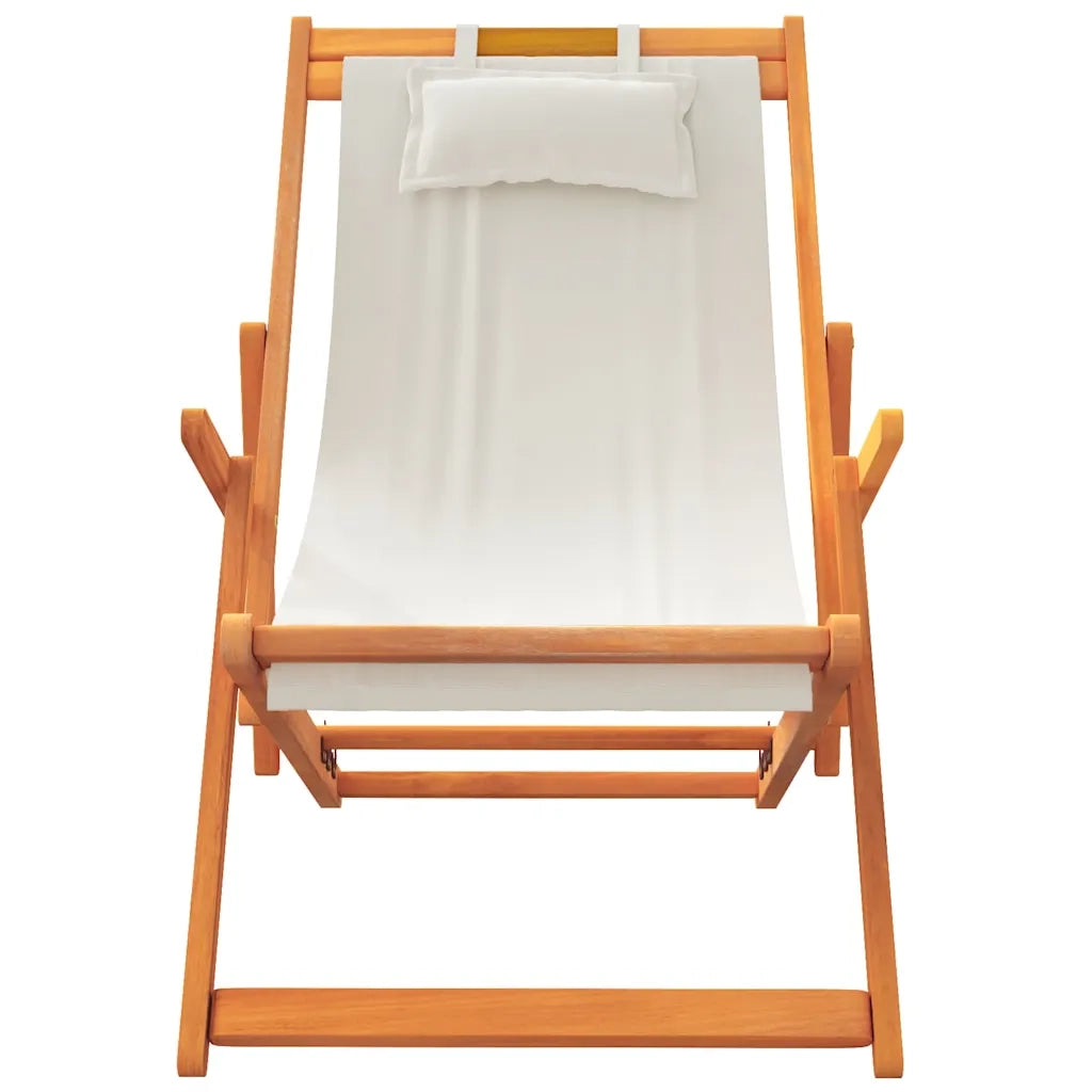 Sedie da Spiaggia Pieghevoli 2 pz Crema in Tessuto 3214484