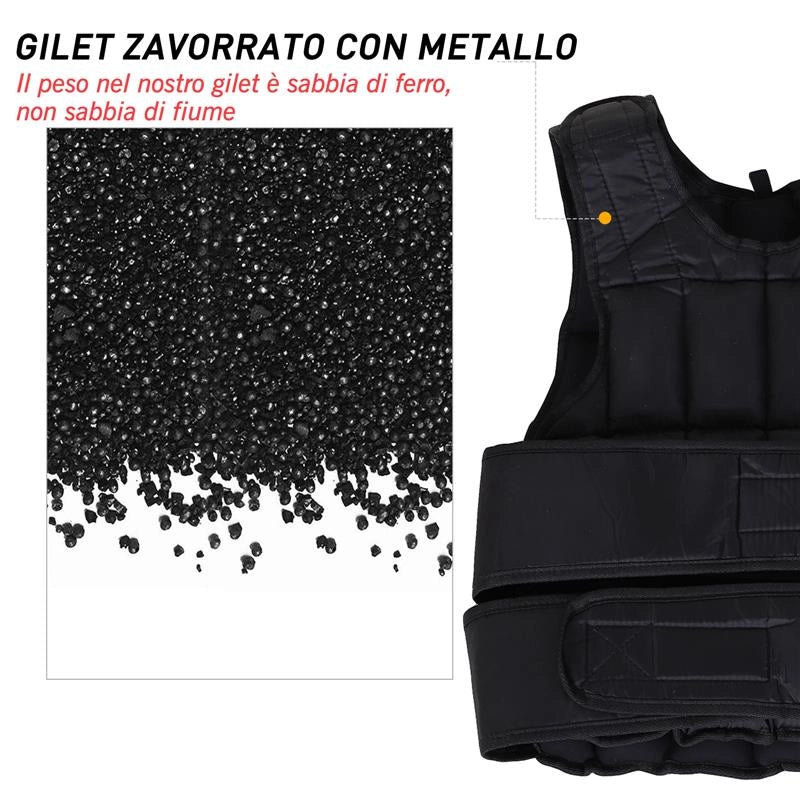 GIUBBOTTO ZAVORRATO 20KG CON 38 PESI, IMBOTTITURA E CHIUSURE CON VELCRO