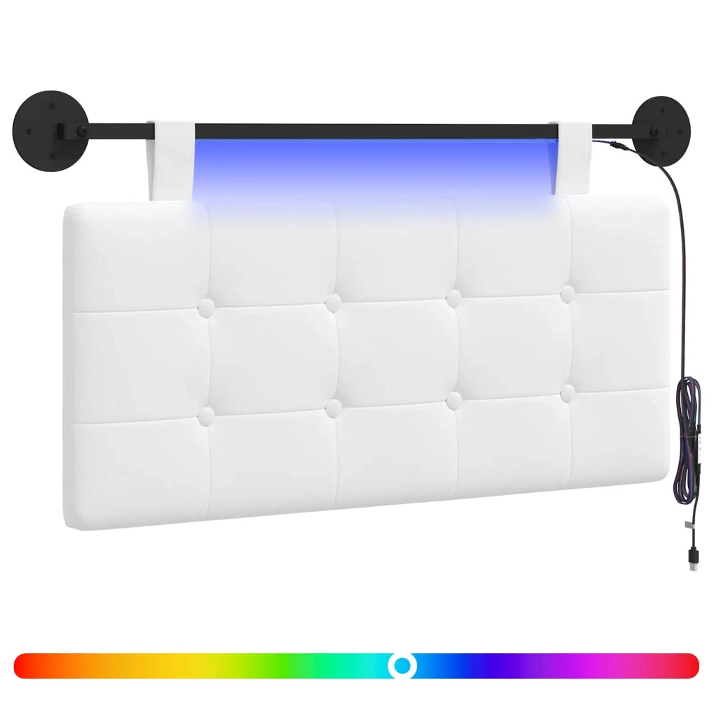 Testiera sospesa Con luce LED Bianco Tessuto