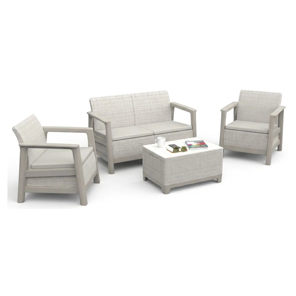 Salottino Outdoor Grafton, set Salotto da Esterno 4 Posti, Beige