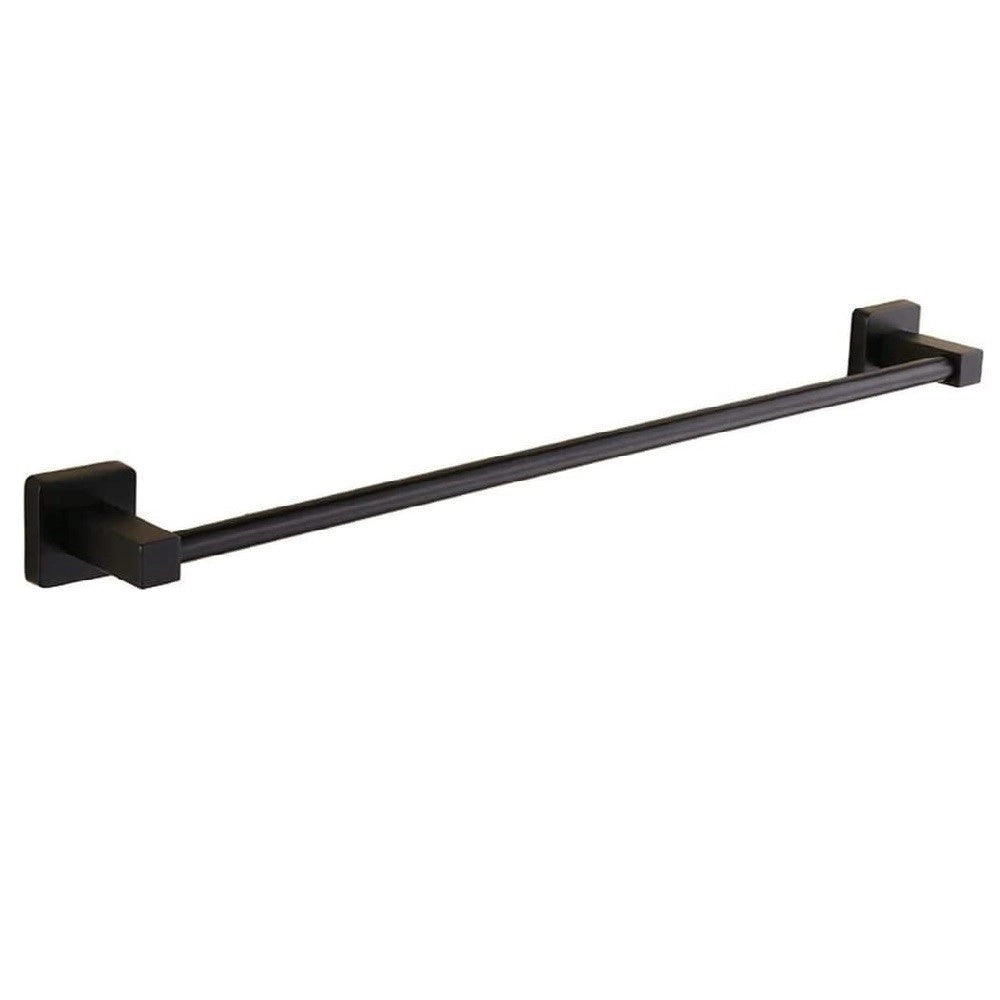 Trade Shop - Portasciugamani In Acciaio Inox Singolo Nero Da 60 Cm Per Bagno Design Moderno -