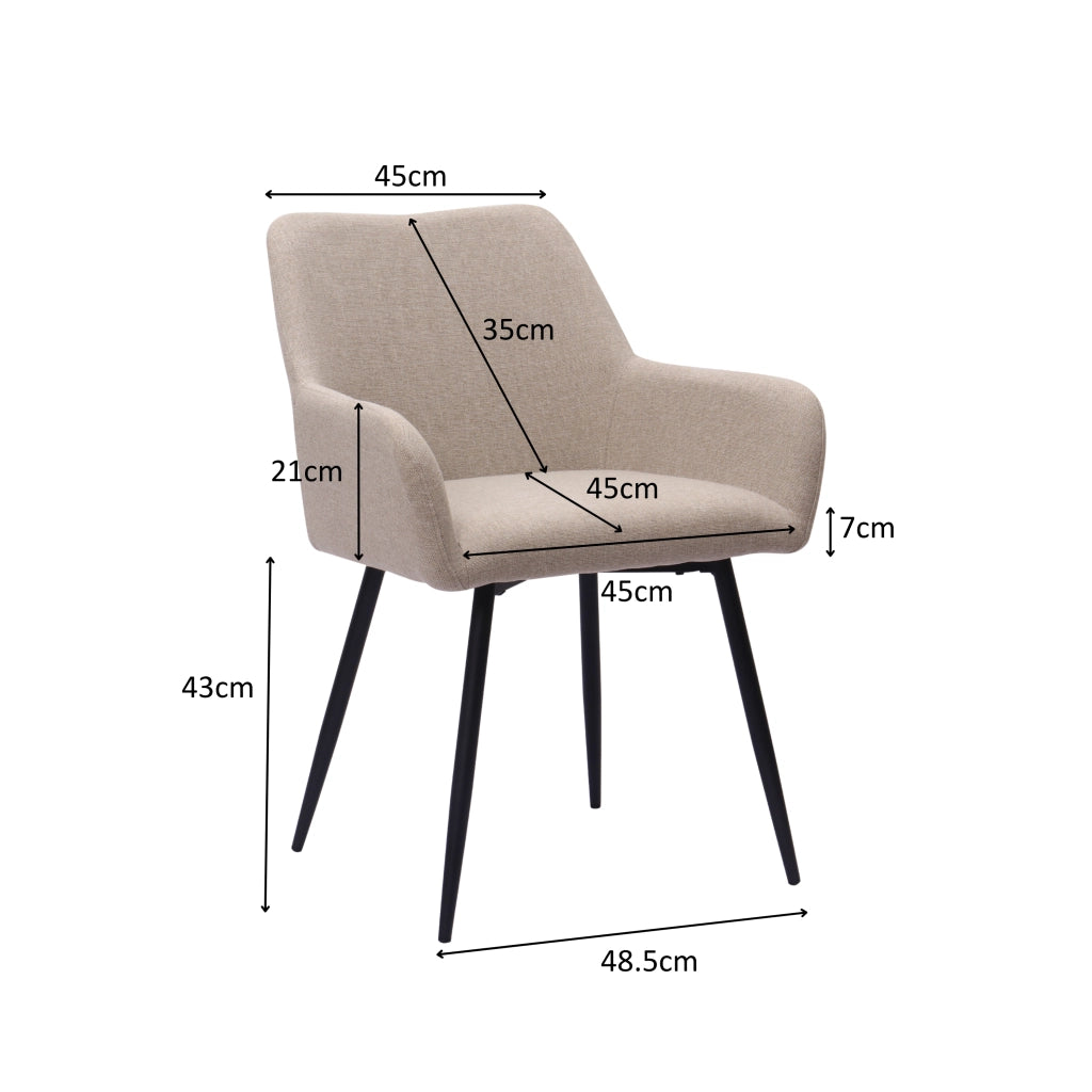 Sedie da Pranzo con Braccioli e Gambe in Metallo ¨C MINIMAL ¨C Set 2 Pezzi, Seduta Larga