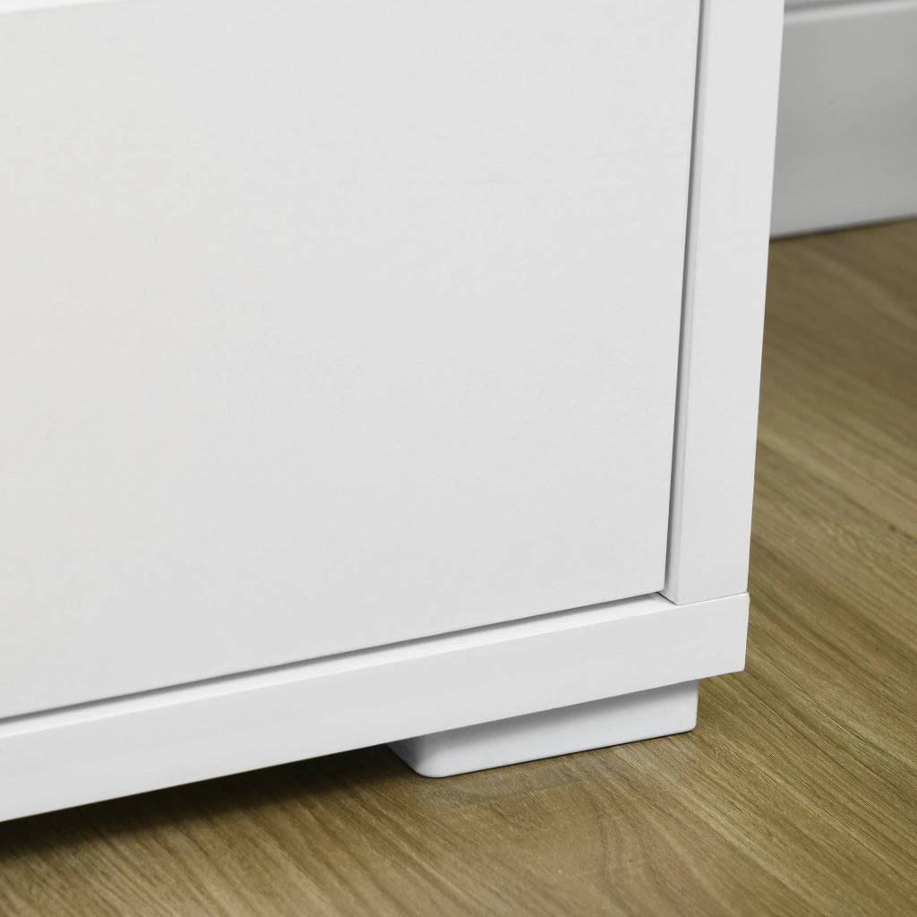 Cassettiera 6 Cassetti 140x37x75 cm in Truciolato Bianco e Color Legno