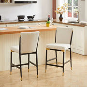 Set di 2 sgabelli da bancone scandinavi beige e nero-oro