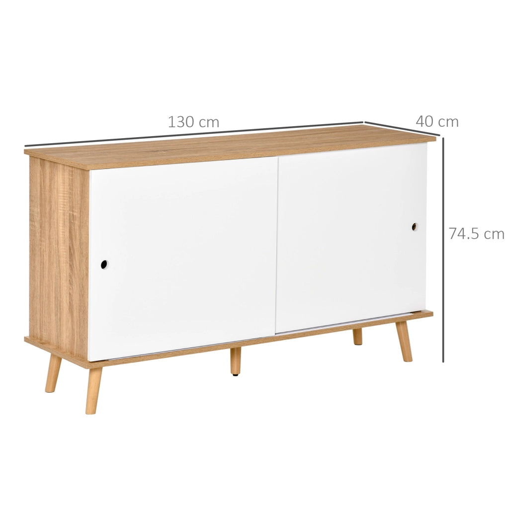Mobile 2 Ante Scorrevoli 130x40x74,5 cm in Legno Rovere e Bianco