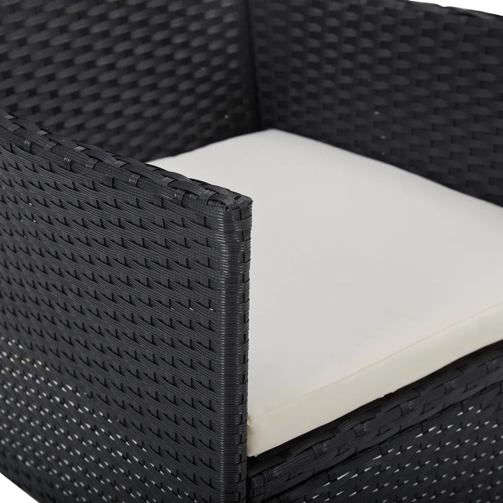 Set Mobili da Pranzo per Giardino 5 pz | Set Salotto da Giardino Nero Polyrattan e Vetro
