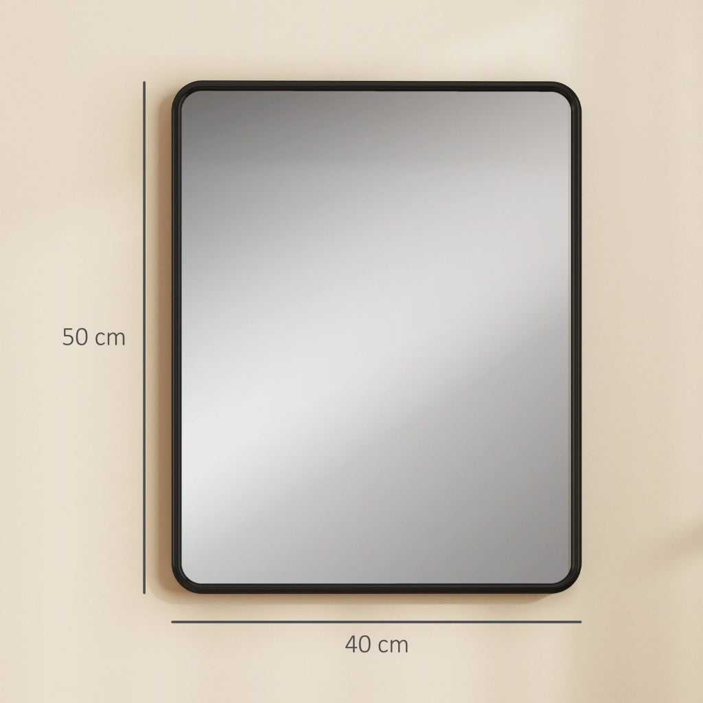 Specchio da parete rettangolare con cornice in metallo ¨C zephmum ¨C nero 50x40 cm