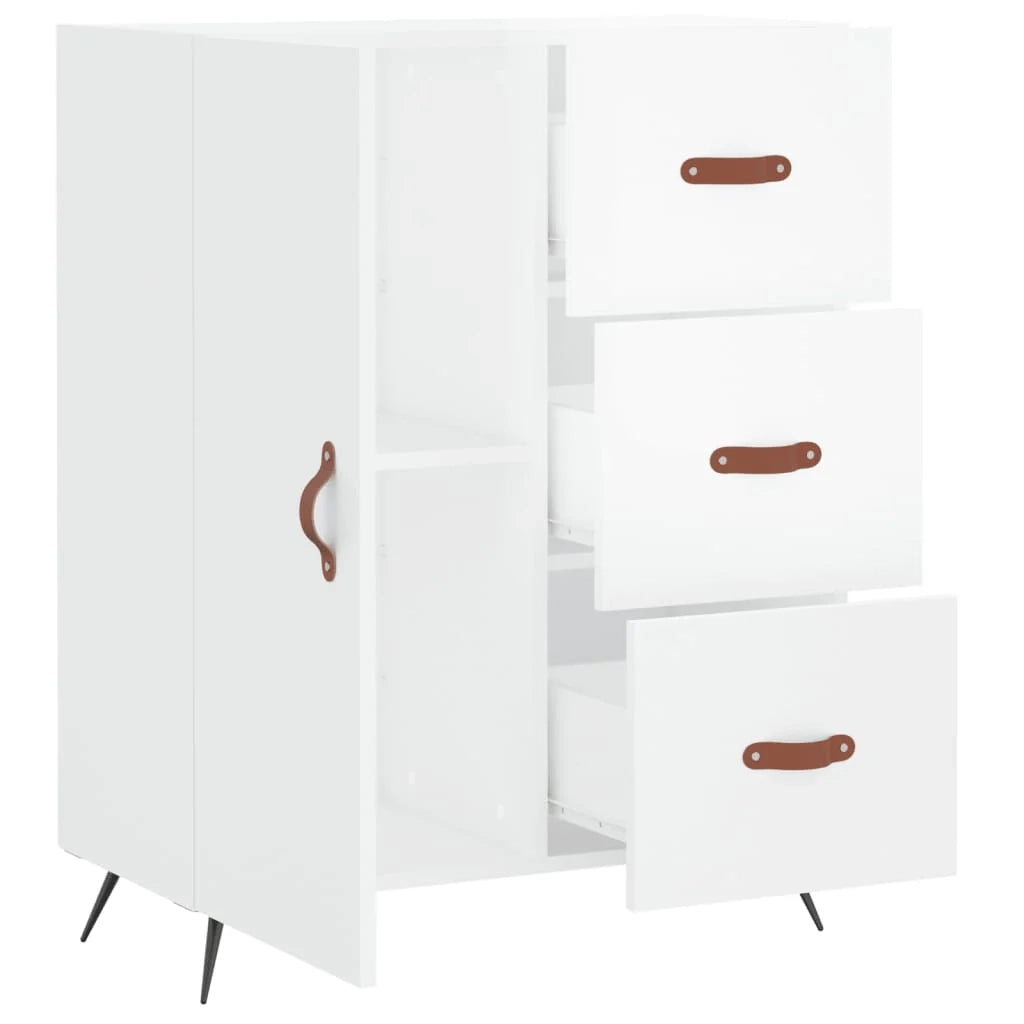 Buffet credenza cassettiera mobiletto mobile contenitore organizer per cucina soggiorno finitura lucida 69,5 x 34 x 90 cm legno ingegnerizzato bianco 02_0030708