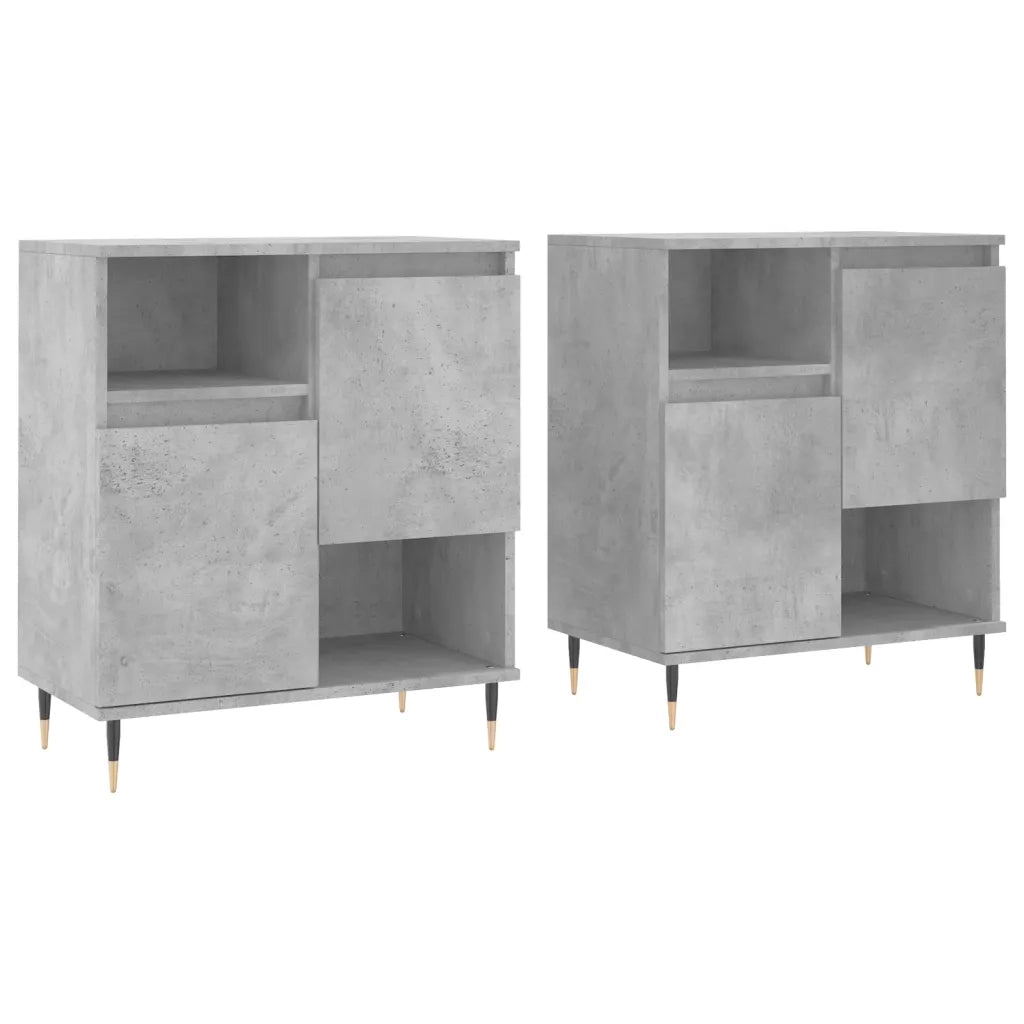 vidaXL Credenze 2 pz Grigio Cemento in Legno Multistrato