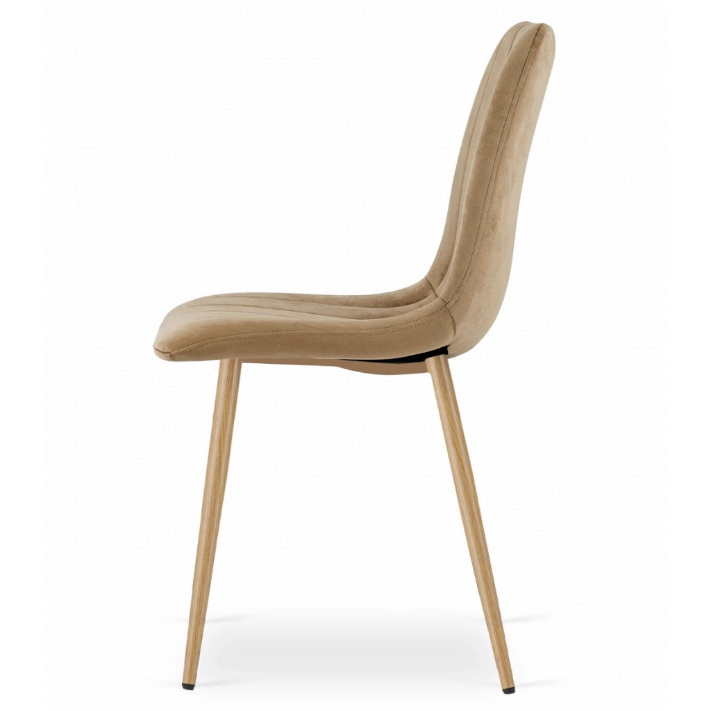 Set di 2 sedie LAVA in velluto marrone con gambe effetto legno