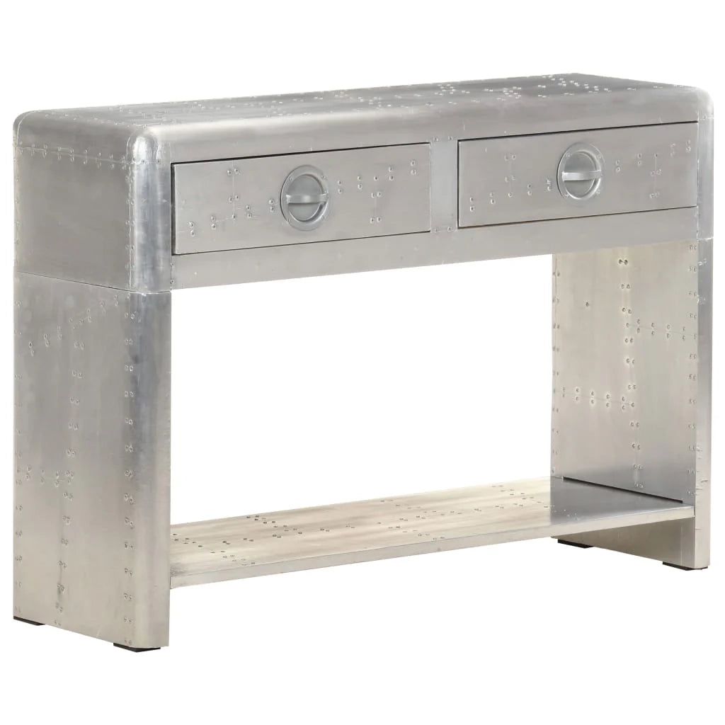 Credenza buffet cassettiera mobile contenitore organizer cucina soggiorno salotto stile aviatore 110 x 35 x 75 cm metallo Argento 02_0031751