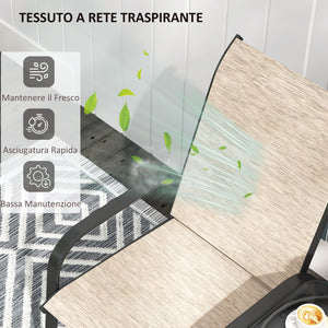 Panchina 2 Posti da Giardino 152x72x95 cm con Braccioli e Tavolino Basso Centrale in Vetro Marrone e Nero