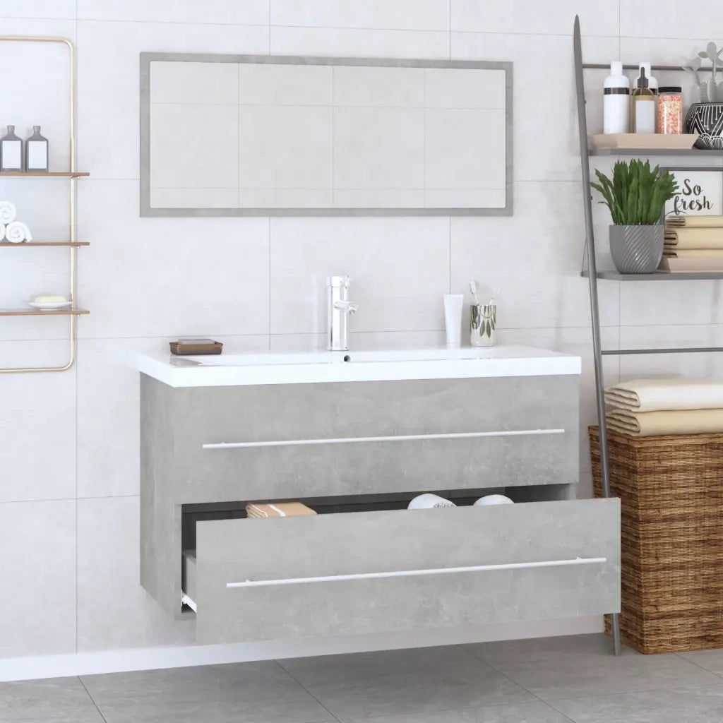 Set Mobili da Bagno 3 pz Grigio Cemento 3152851