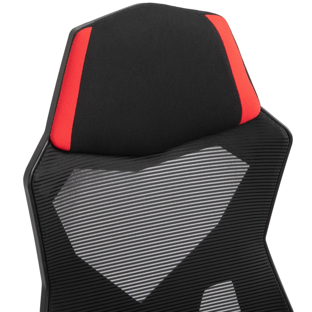 Sedia da ufficio gaming ergonomica con schienale reclinabile e poggiapiedi, in poliestere nero