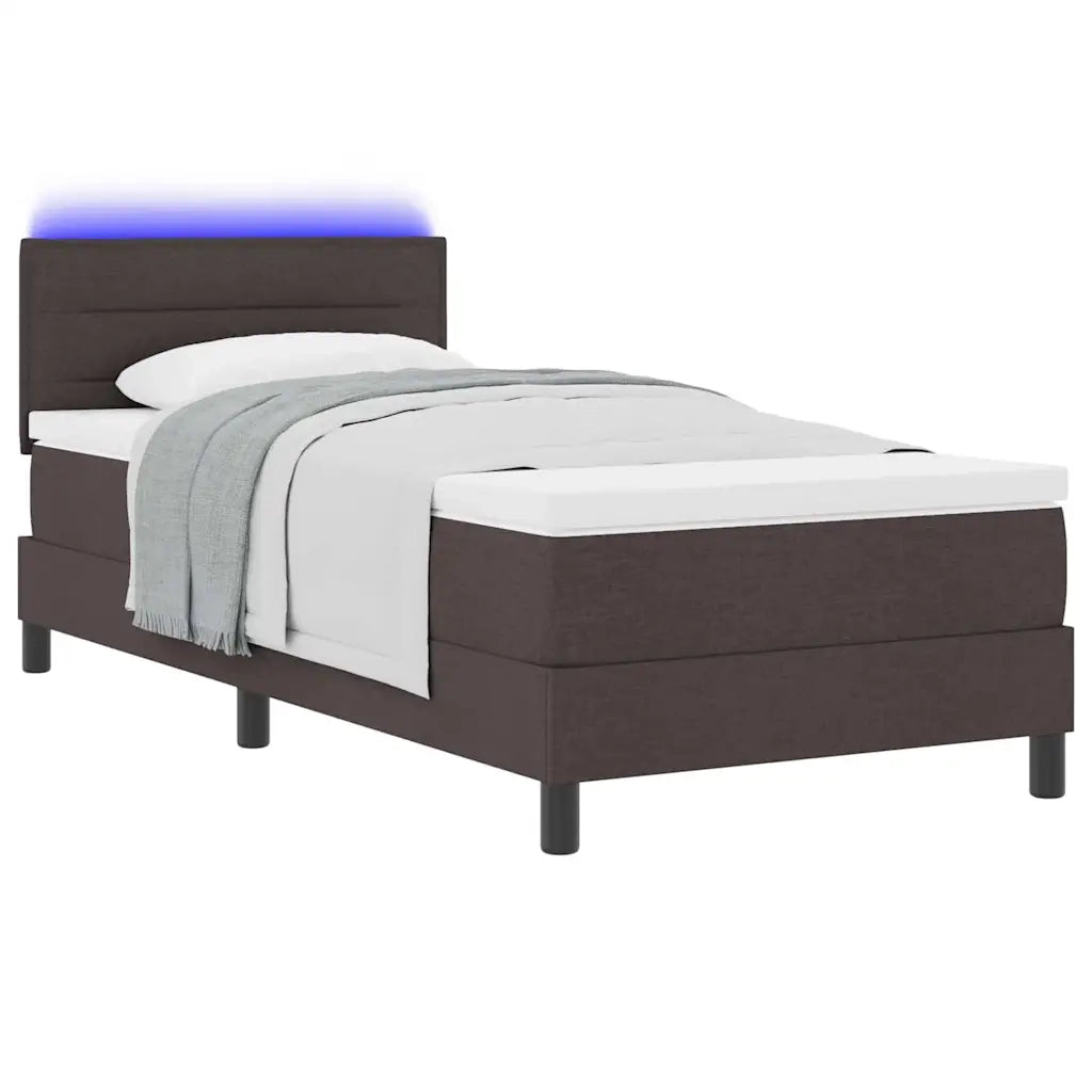 Letto a molle con materasso Marrone Scuro 90 x 200 cm Tessuto 3342103