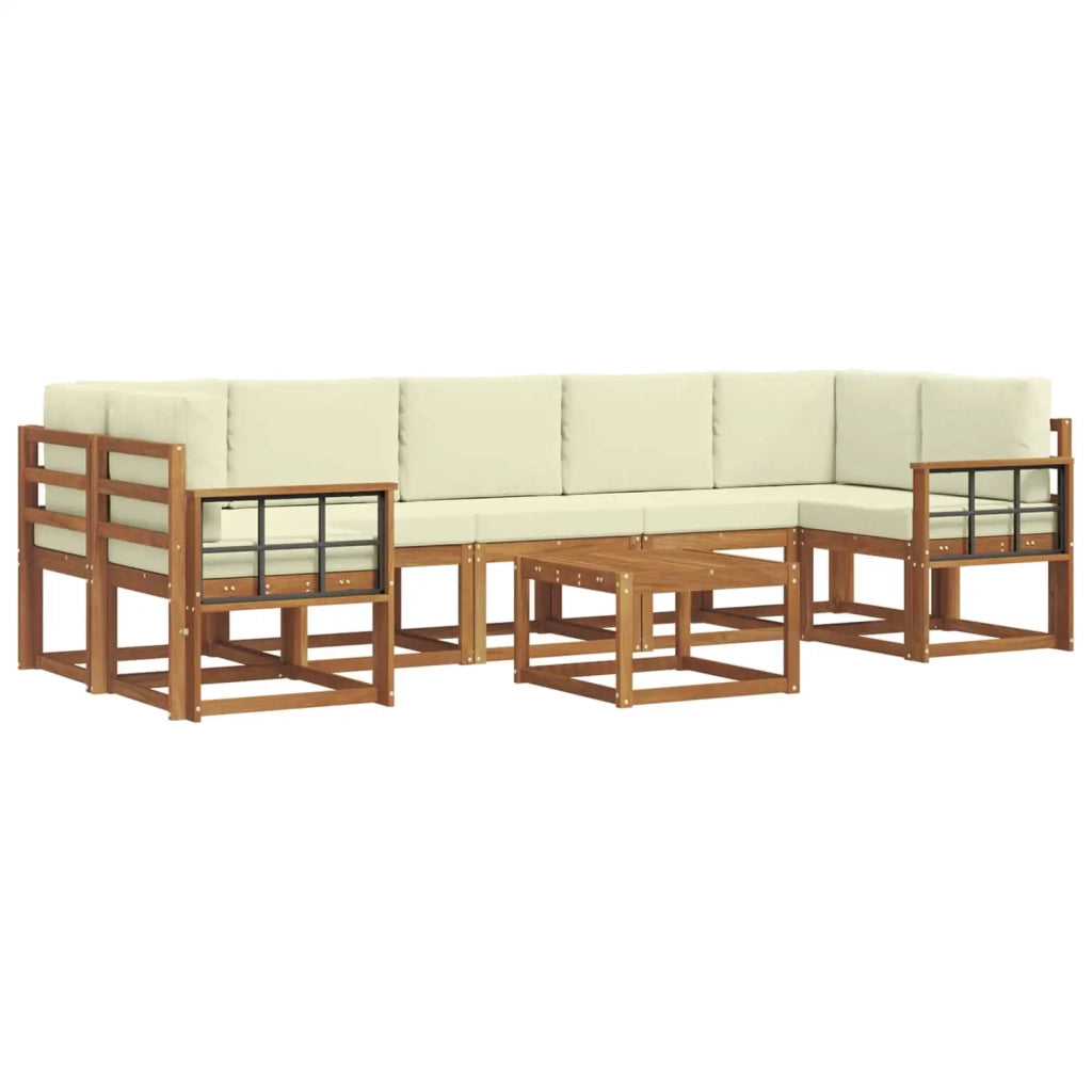 Set di divani da esterno con cuscino 8 pcs Naturale e Crema