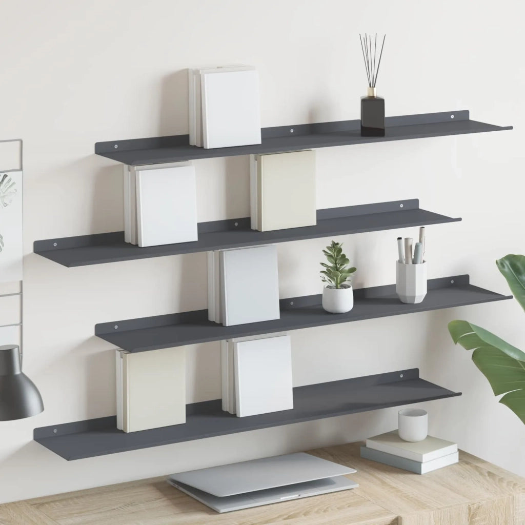 Mensola sospesa 4 pcs Antracite 100 x 18 x 2,5 cm Acciaio